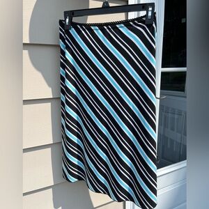 Mid length skirt blue and black stripes and metallic silver threading Sz Medium